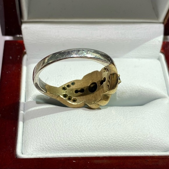 Gold Sterling Silver Vintage Sapphire Vintage SIZE 7 - Picture 6 of 17